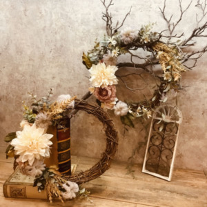 【特別ﾜｰｸｼｮｯﾌﾟ】Shabby Chic Wreath〈なんば店・京都桂川店〉